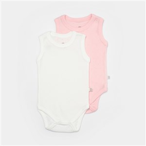 Bibaby Jakarlı 2'li Atlet Body 56992 Pembe-Ekru