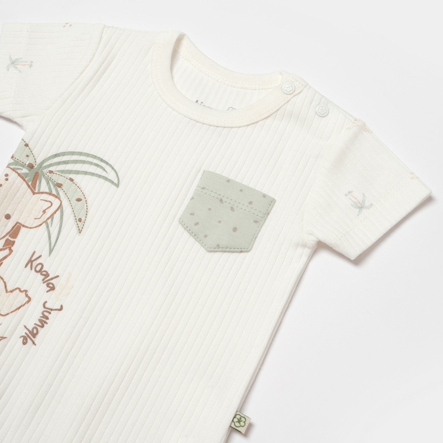 Biorganic Koala Jungle Kısa Kollu Bebek Body 56968 Mint