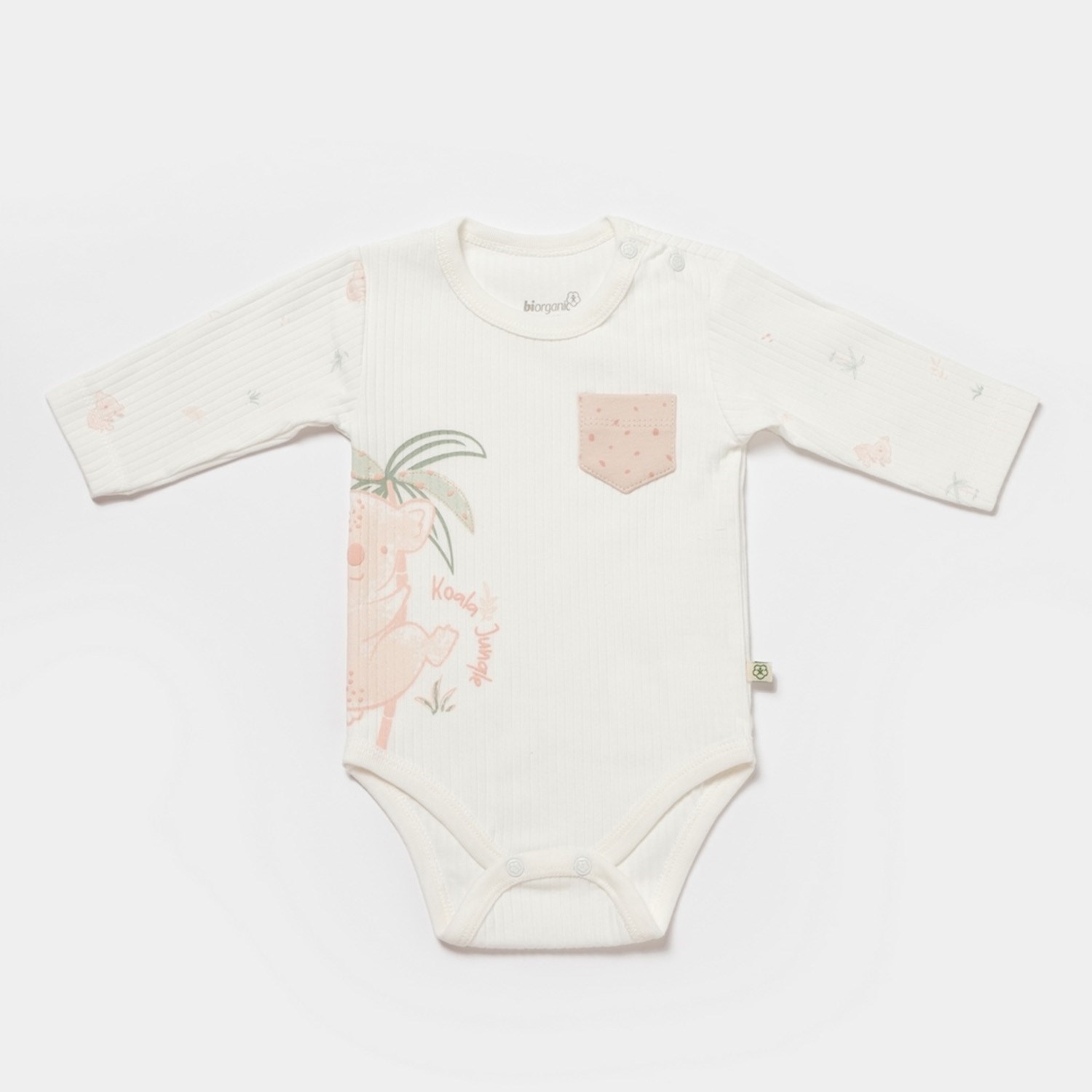 Biorganic Koala Jungle Uzun Kollu Bebek Body 56969 Pembe