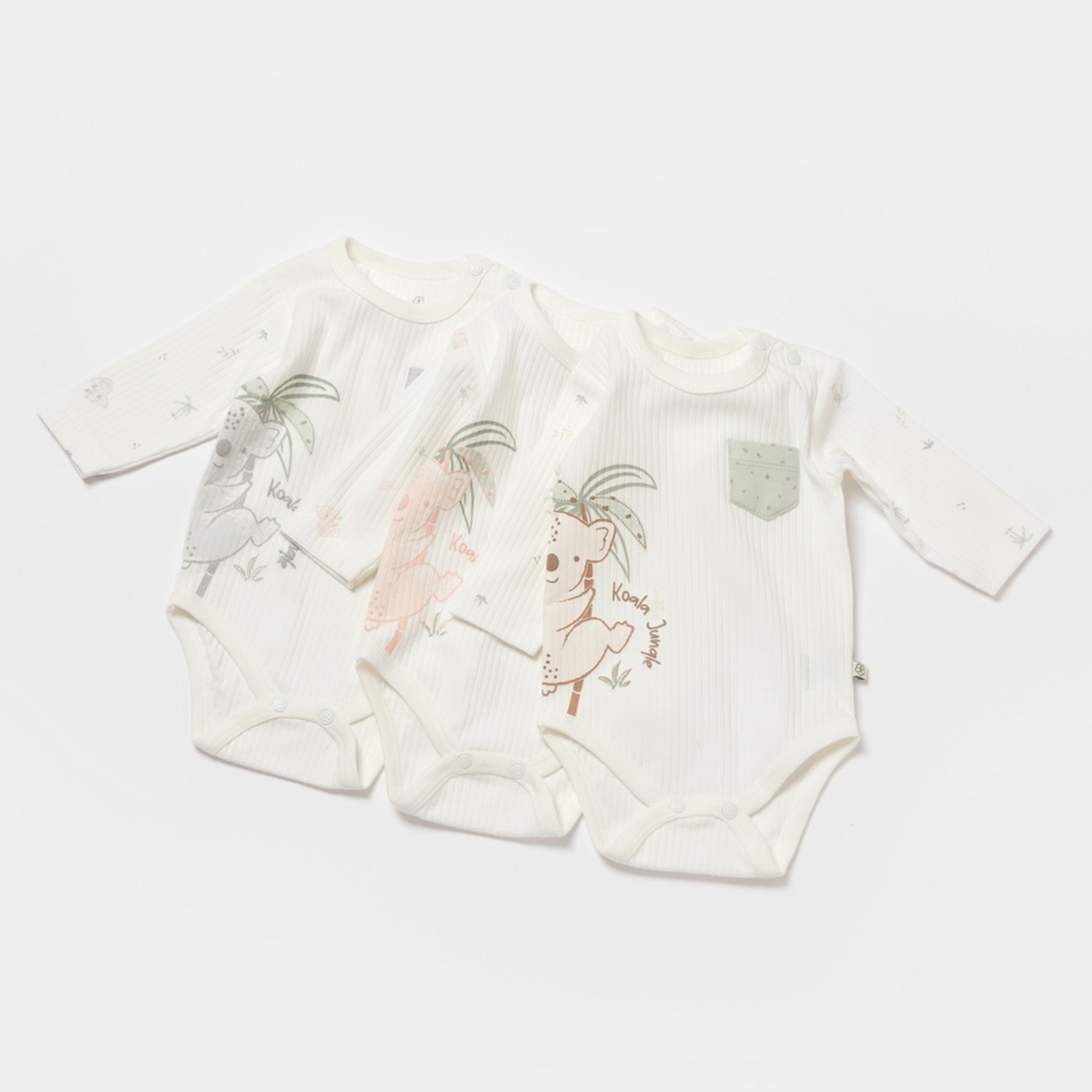 Biorganic Koala Jungle Uzun Kollu Bebek Body 56969 Pembe