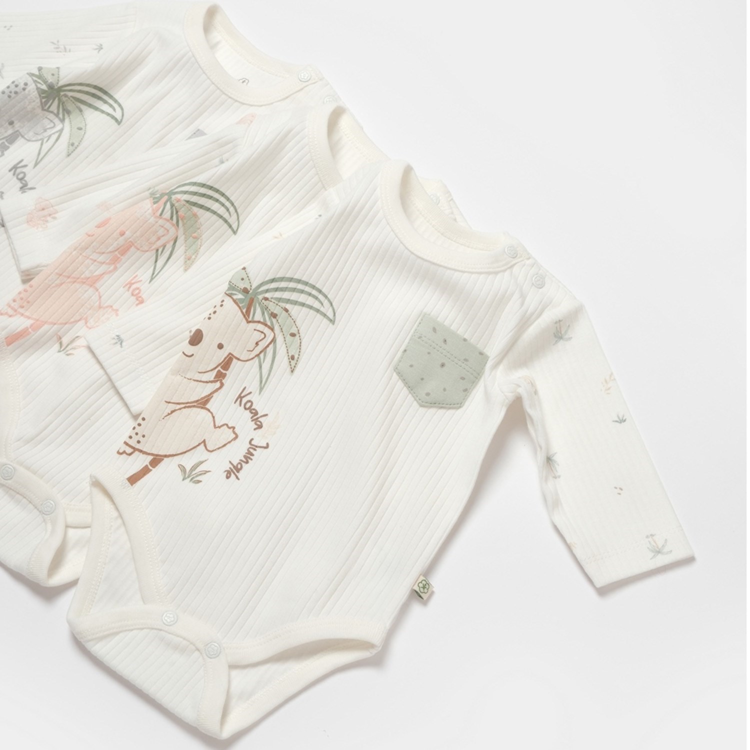 Biorganic Koala Jungle Uzun Kollu Bebek Body 56969 Pembe