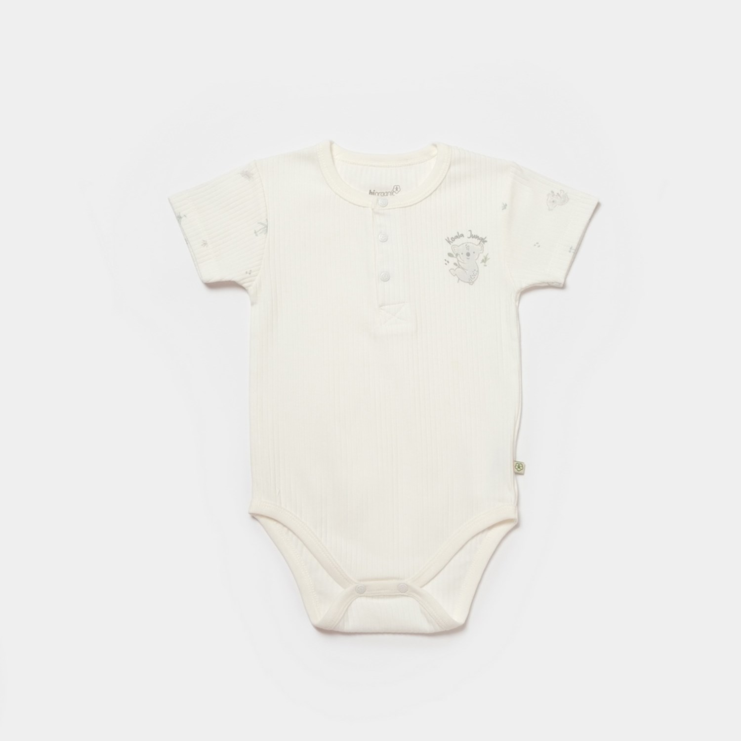 Biorganic Koala Jungle Kısa Kollu Bebek Body 56972 Gri