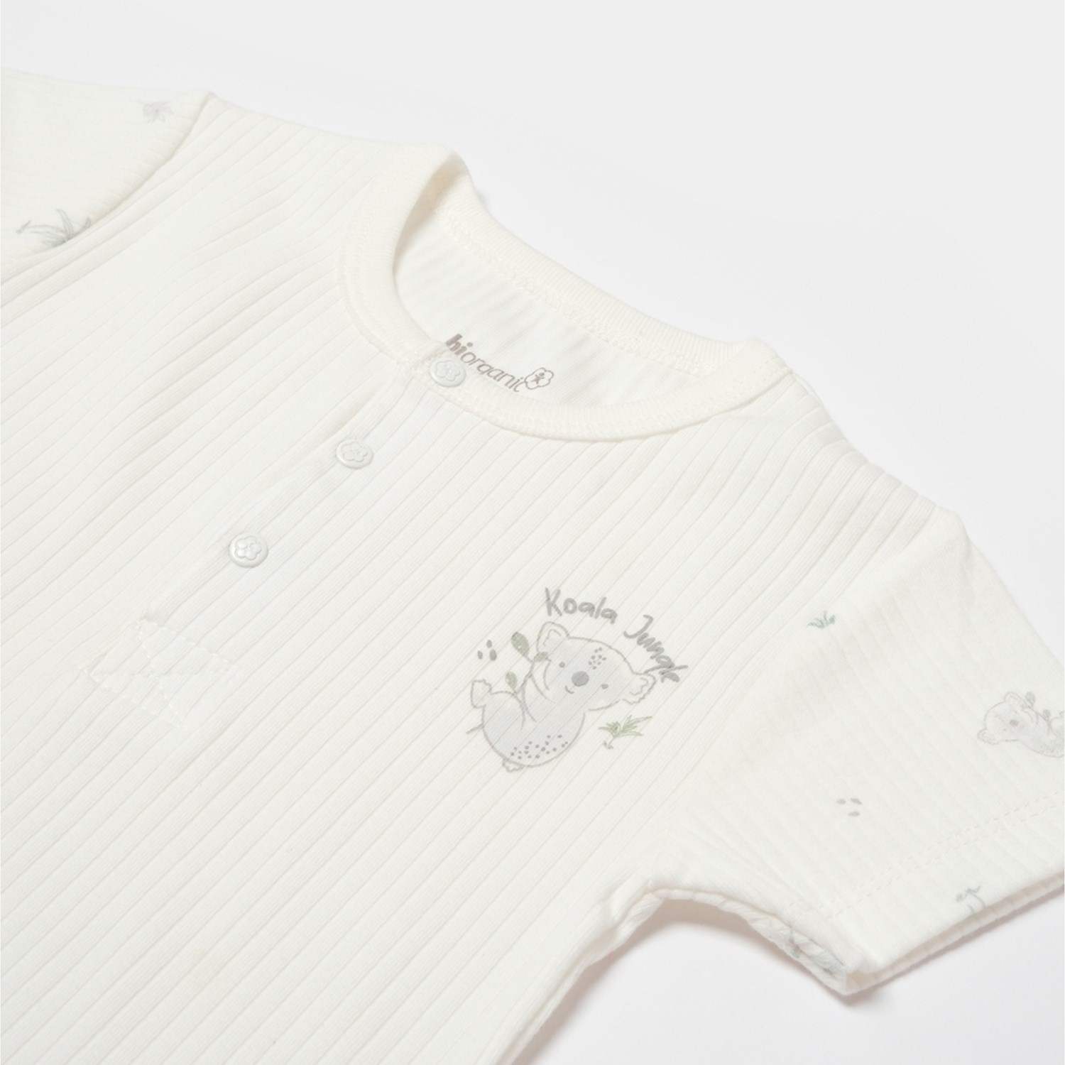 Biorganic Koala Jungle Kısa Kollu Bebek Body 56972 Gri