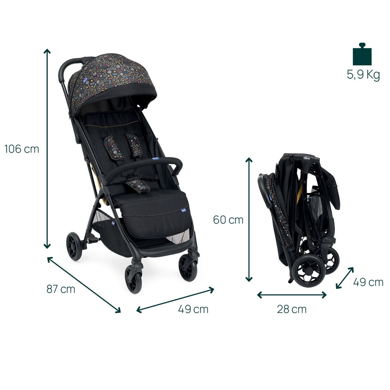 Chicco Glee Bebek Arabası Playful Black