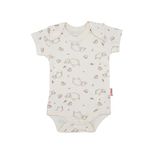 Tiffany Baby Lamb Organik Theme Yarım Kol Bebek Tulumu 20008 Ekru