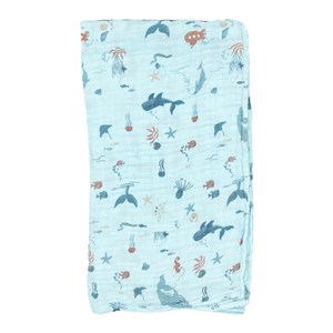 Tiffany Baby Baskılı Müslin Bebek Battaniyesi 79080 Gri-Turkuaz