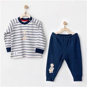 Andywawa Sailor Bear 2'li Bebek Takımı AC24545 Lacivert-Beyaz