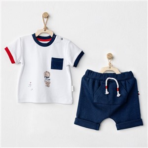 Andywawa Sailor Bear 2'li Bebek Takımı AC24546 Lacivert-Beyaz
