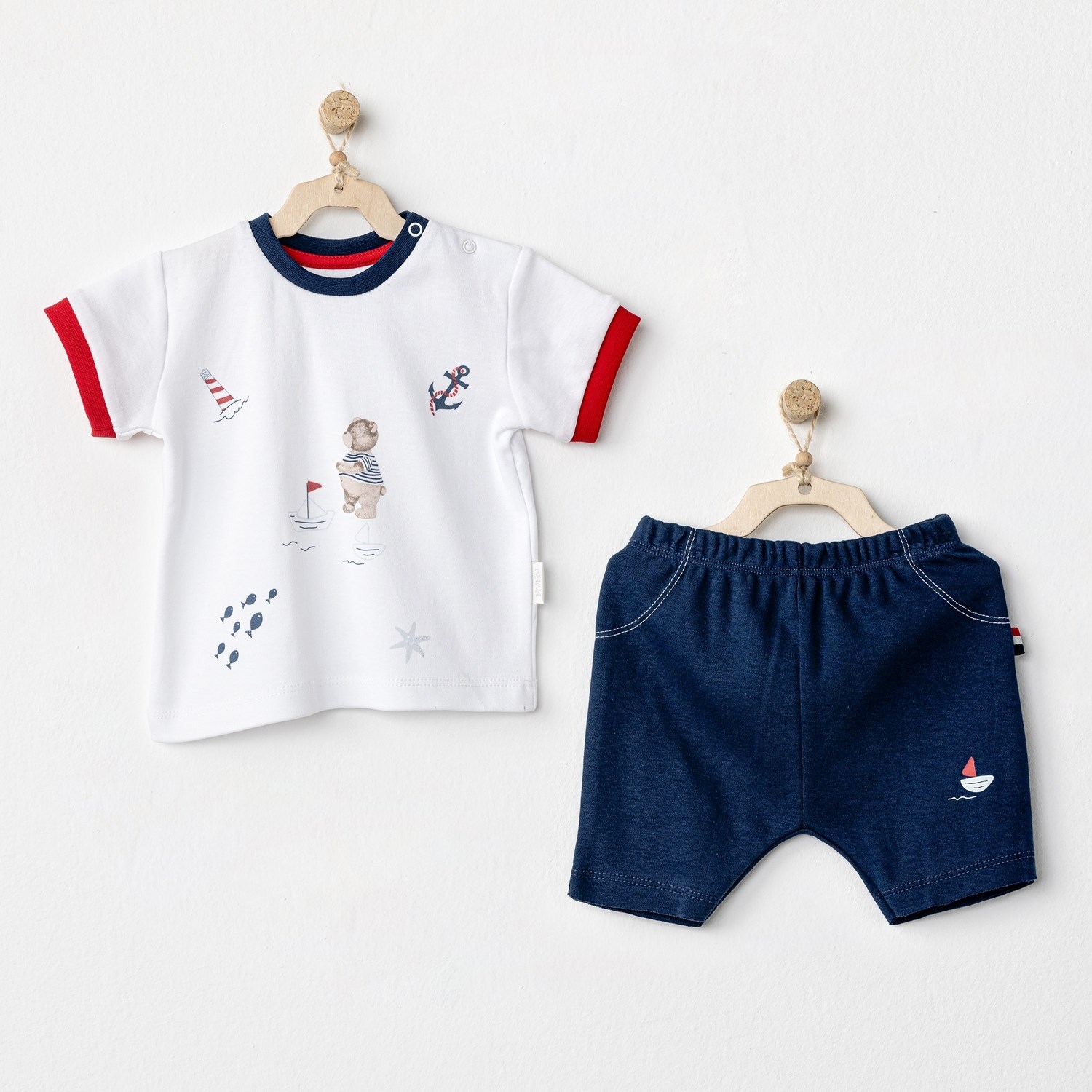 Andywawa Sailor Bear 2'li Bebek Takımı AC24547 Lacivert-Beyaz