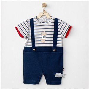 Andywawa Sailor Bear Bebek Tulumu AC24548 Lacivert-Beyaz