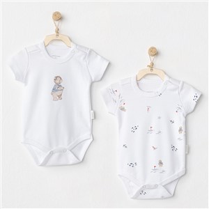 Andywawa Sailor Bear 2'li Bebek Body AC24550 Lacivert-Beyaz