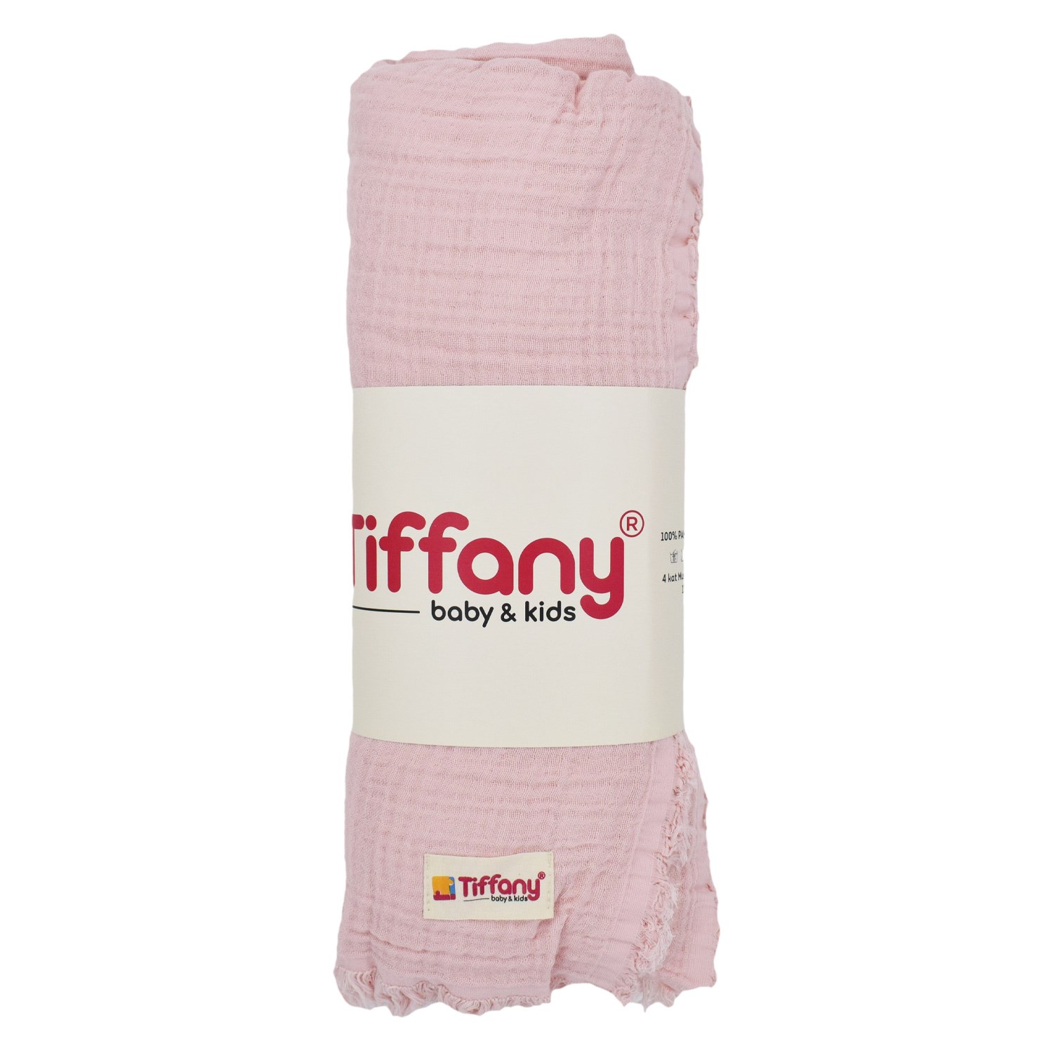 Tiffany Baby Dört Renk Müslin Bebek Battaniyesi 120x120 Cm Somon