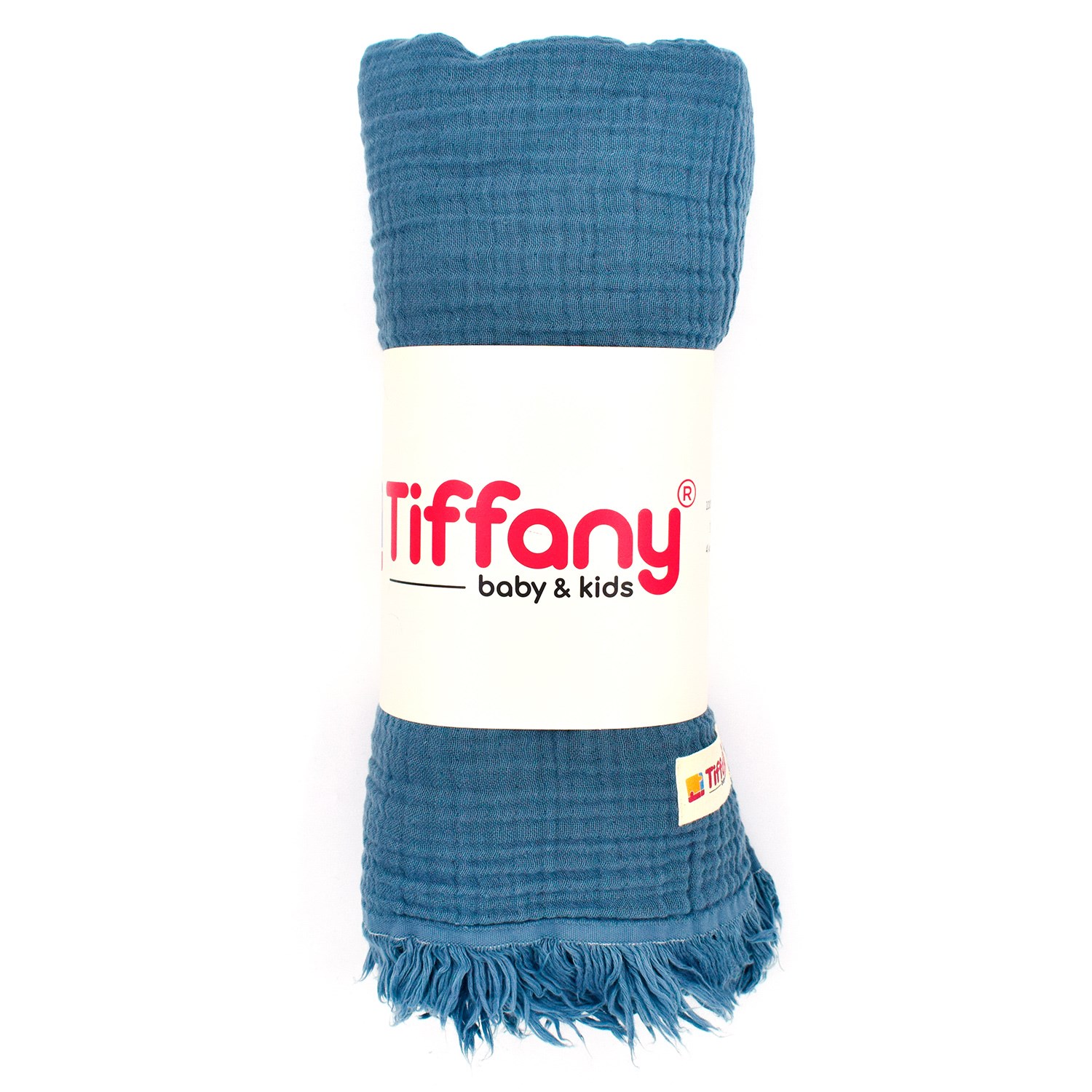 Tiffany Baby Dört Renk Müslin Bebek Battaniyesi 120x120 Cm İndigo