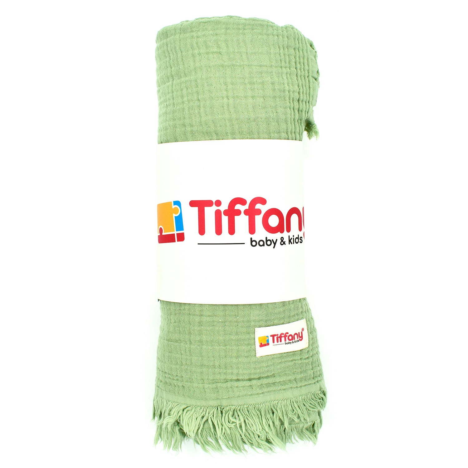 Tiffany Baby Dört Renk Müslin Bebek Battaniyesi 120x120 Cm Yeşil