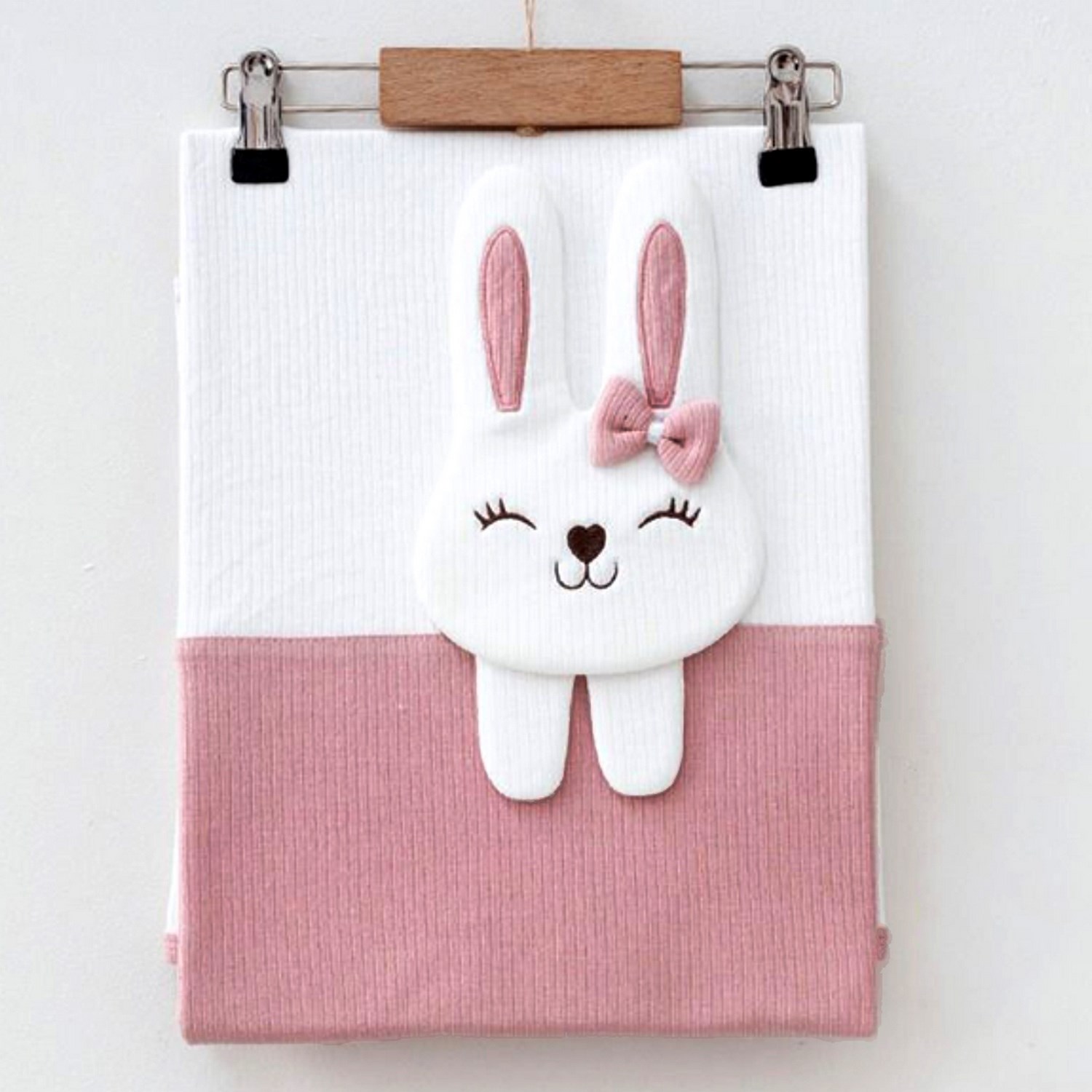 Ekebaby Bunny Lüx Penye Bebek Battaniyesi 85x90 Cm Gül Kurusu