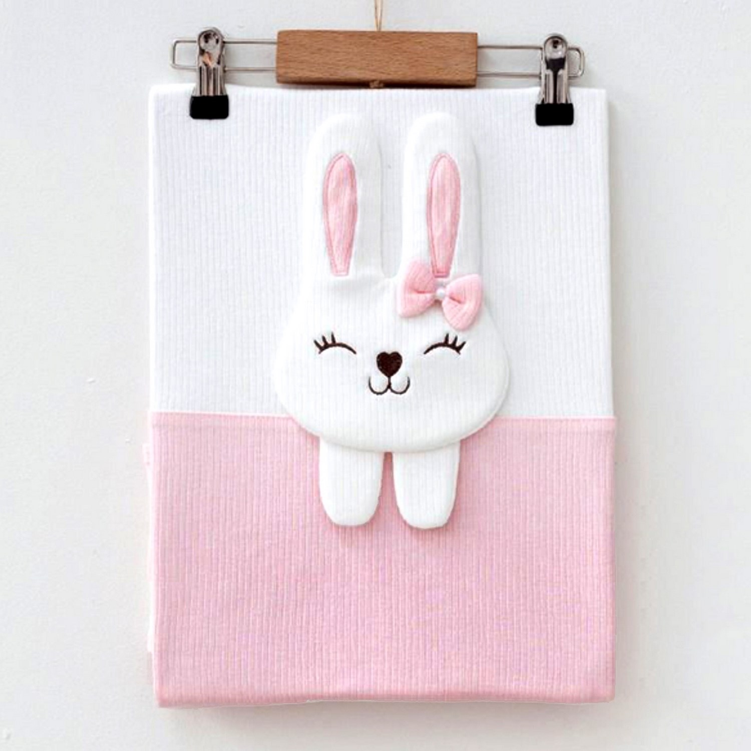 Ekebaby Bunny Lüx Penye Bebek Battaniyesi 85x90 Cm Pembe