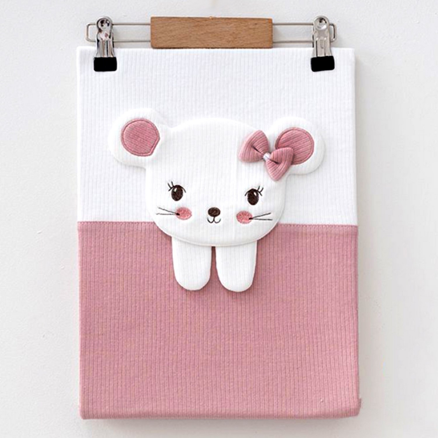 Ekebaby Mouse Lüx Penye Bebek Battaniyesi 85x90 Cm Gül Kurusu