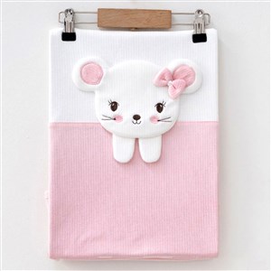 Ekebaby Mouse Lüx Penye Bebek Battaniyesi 85x90 Cm Pembe