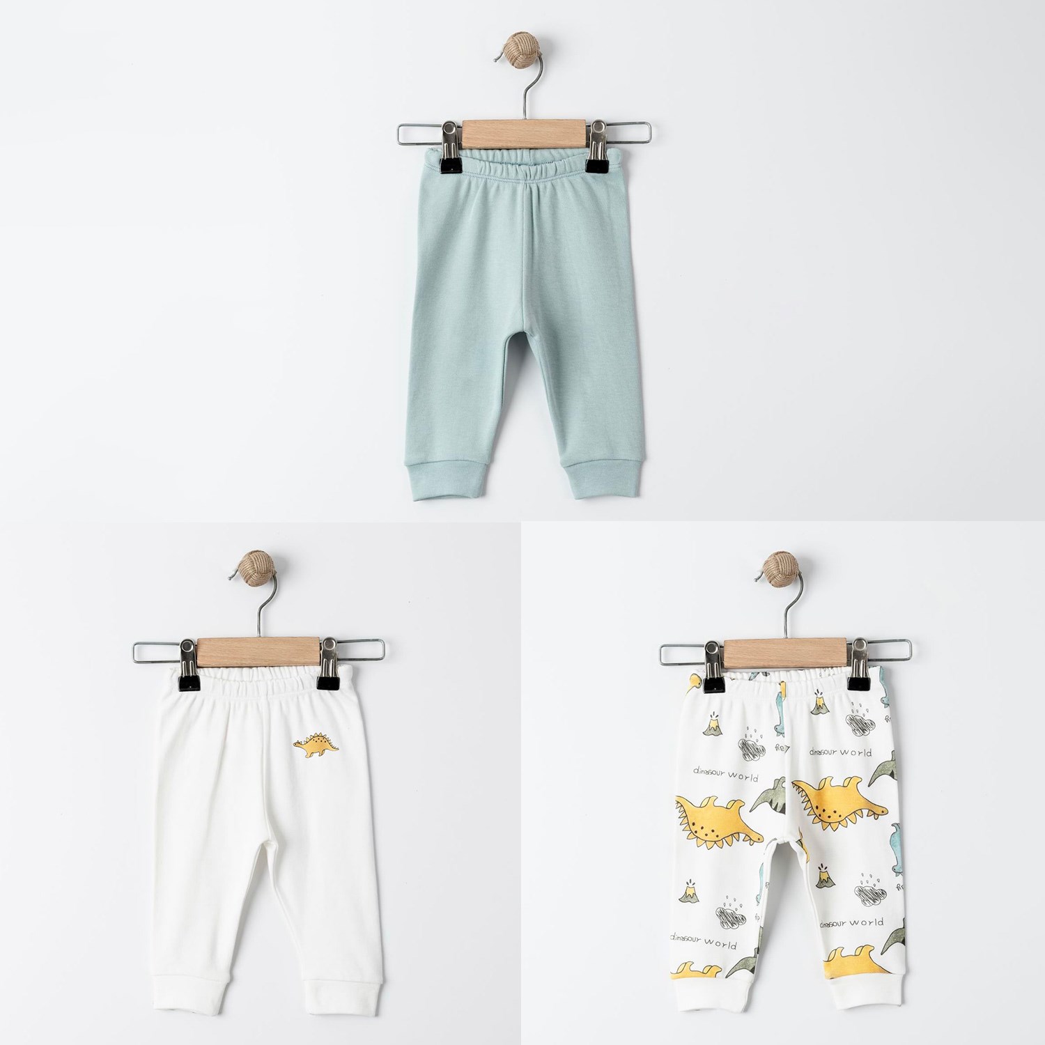 Tiffany Baby Dinosaur Theme 3'lü Patiksiz Bebek Pantolonu 17006 Ekru