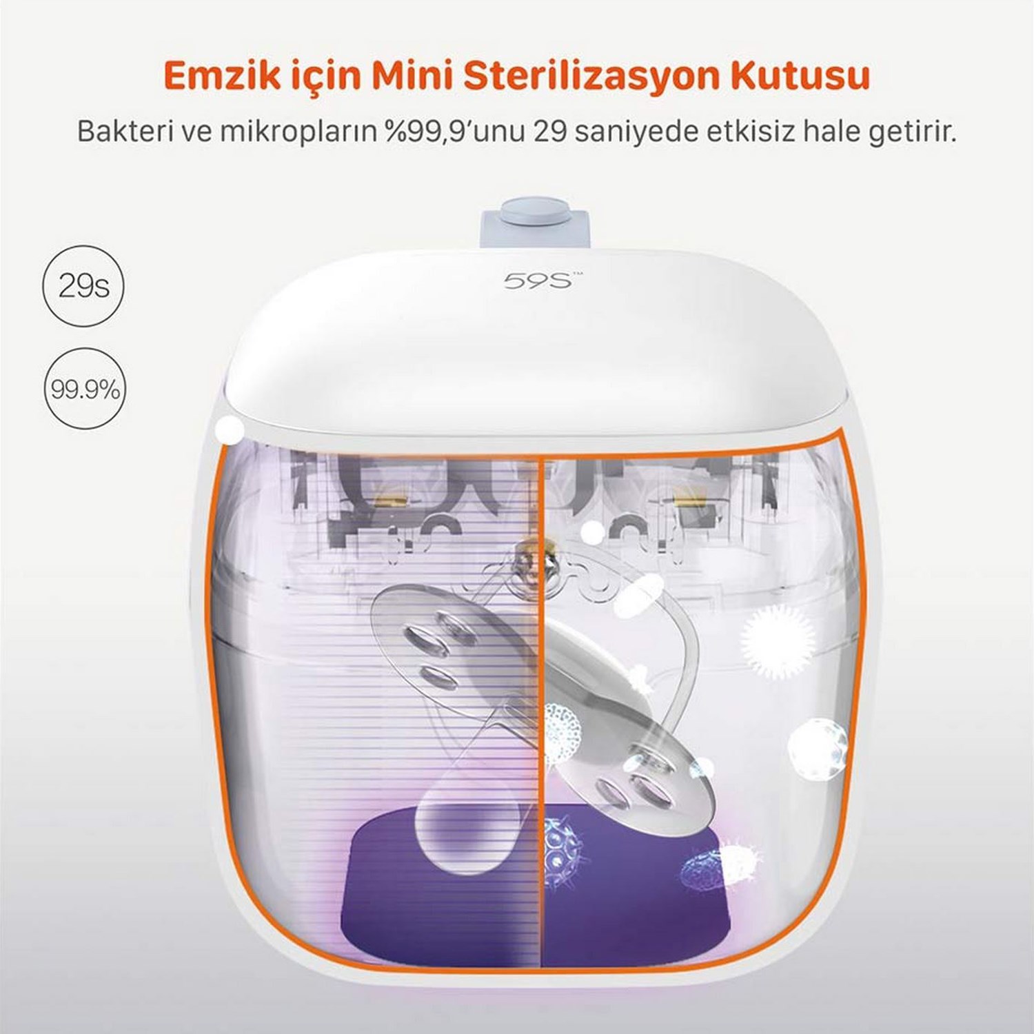 59S S6 Ultraviyole-C LED Mini Sterilizasyon Kutusu 