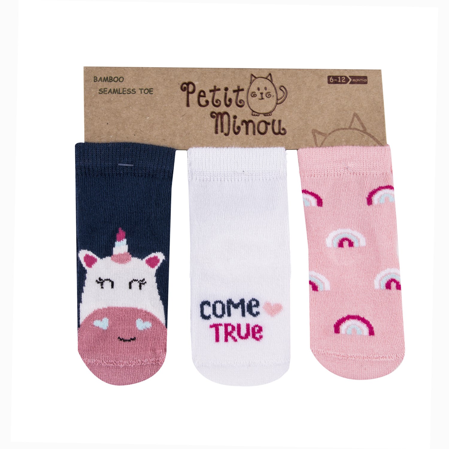 Petit Minou 3'lü Unicorn Bebek Çorabı 2190 Çok Renkli