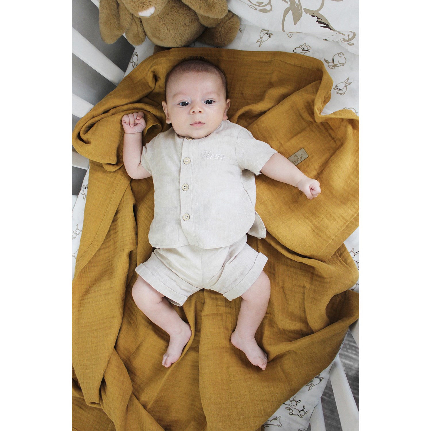 Bistyle Müslin Bebek Battaniyesi 120x120 Cm 2020 Hardal