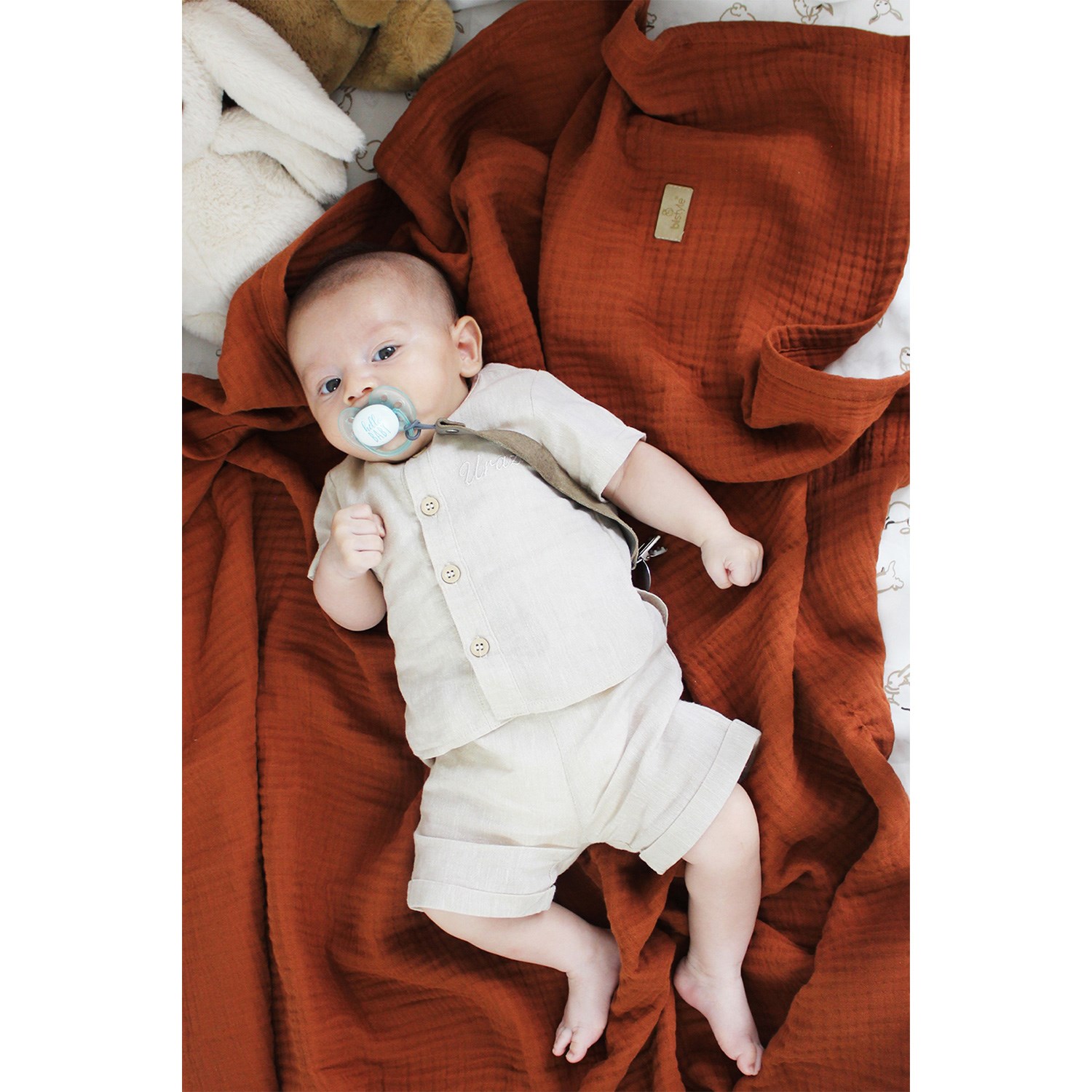 Bistyle Müslin Bebek Battaniyesi 120x120 Cm 2020 Kiremit