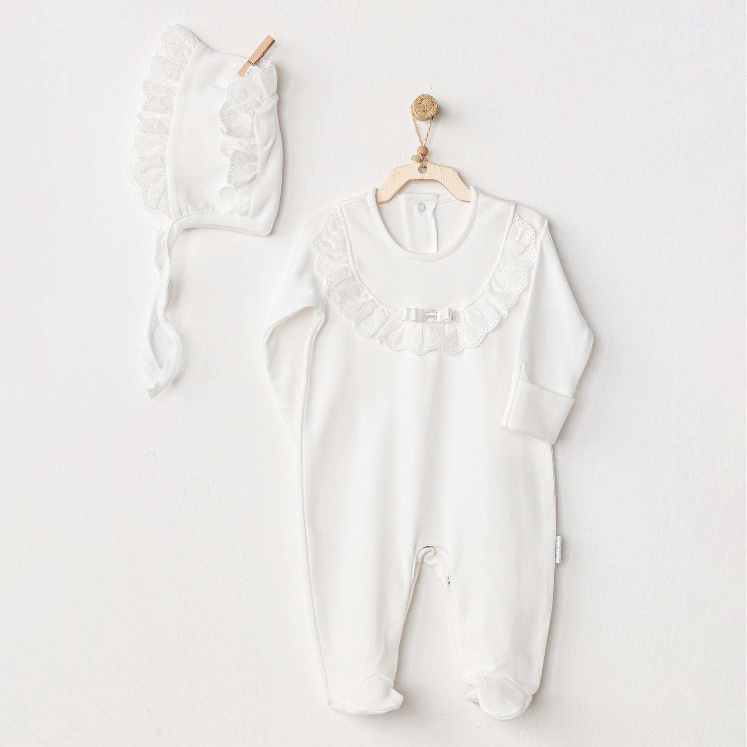 Andywawa Petit Love Bebek Tulum Takım AC24504 Ekru
