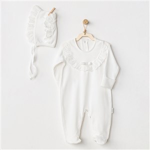 Andywawa Petit Love Bebek Tulum Takım AC24504 Ekru
