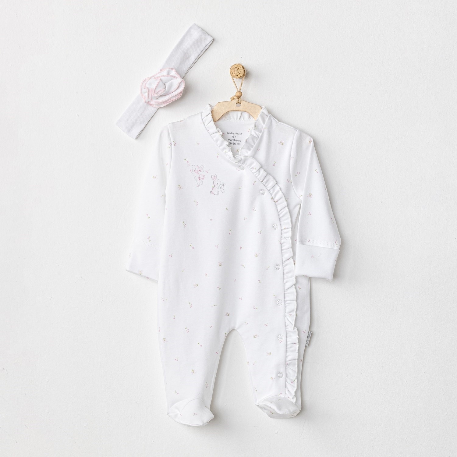 Andywawa Have A Nice Day Bebek Tulum Takım AC24653 Beyaz