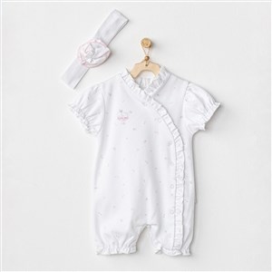 Andywawa Have A Nice Day Bebek Tulum Takım AC24654 Beyaz
