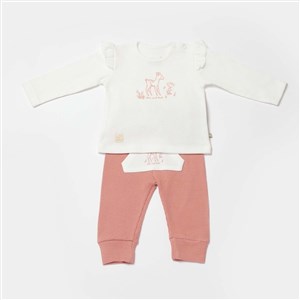Biorganic Waffle Deer And Bird 2'li Bebek Takımı 59783 Ekru
