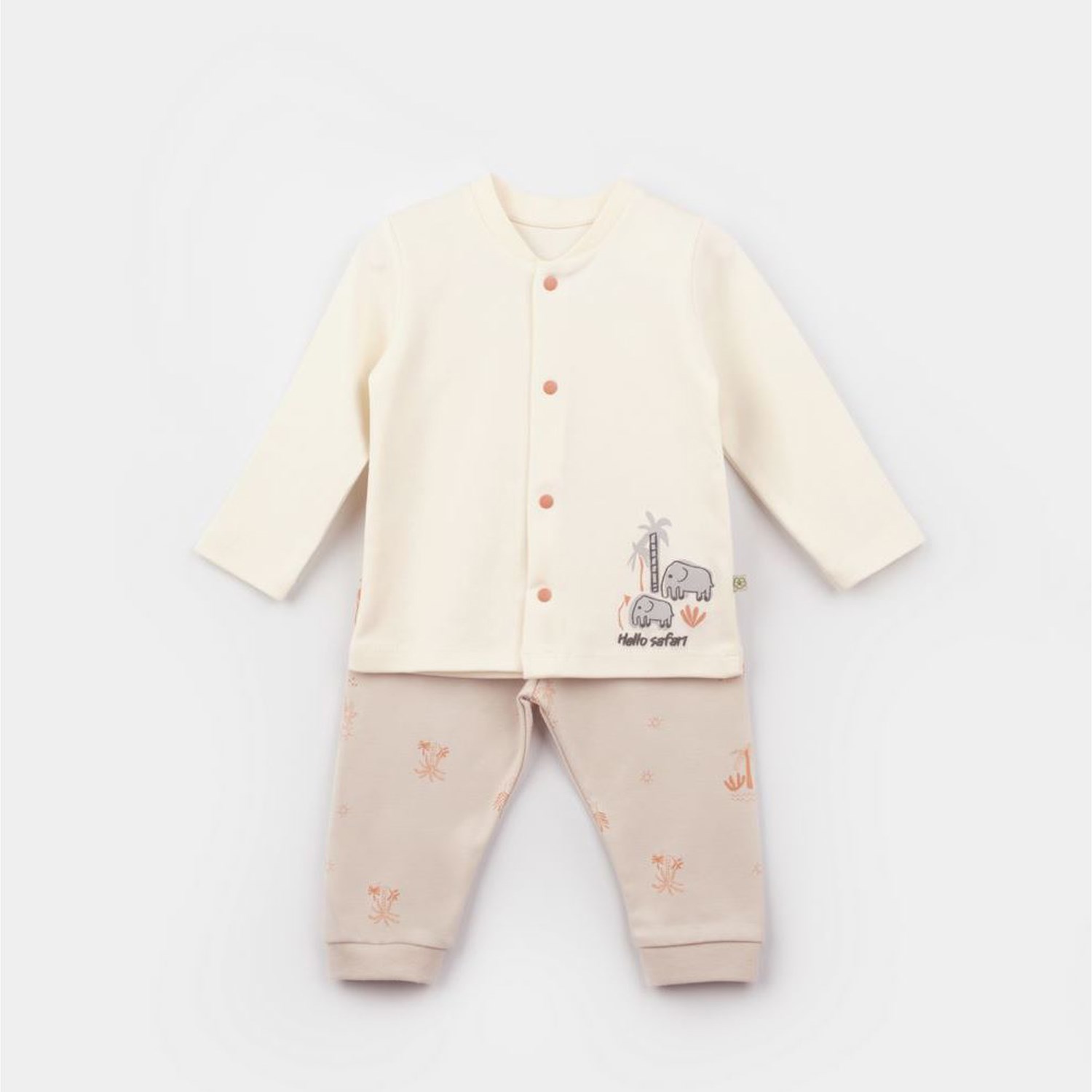 Biorganic Hello Safari Pijama Takımı 59787 Ekru-Kiremit