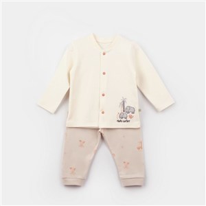 Biorganic Hello Safari Pijama Takımı 59787 Ekru-Kiremit