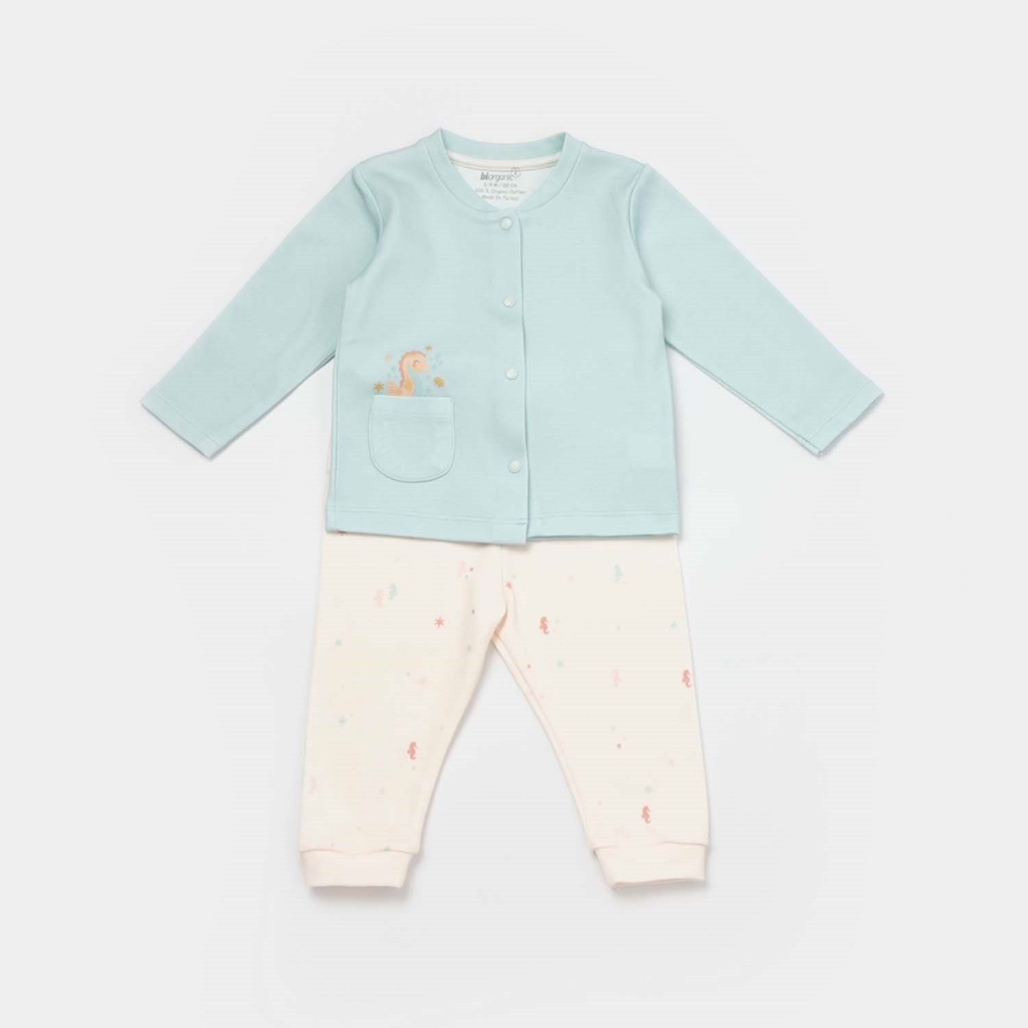 Biorganic Save The Seahorse Pijama Takımı 59796 Bej-Mint