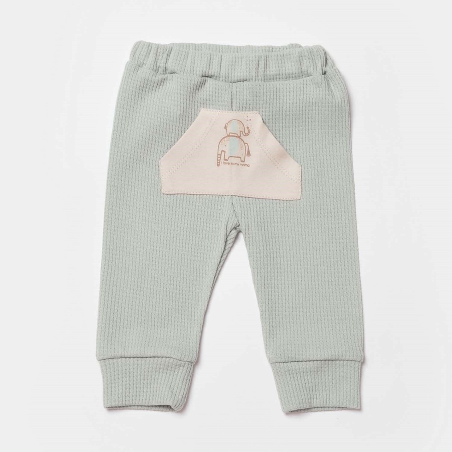 Biorganic Waffle I Love My Mama Bebek Pantolonu 57894 Bej-Mint