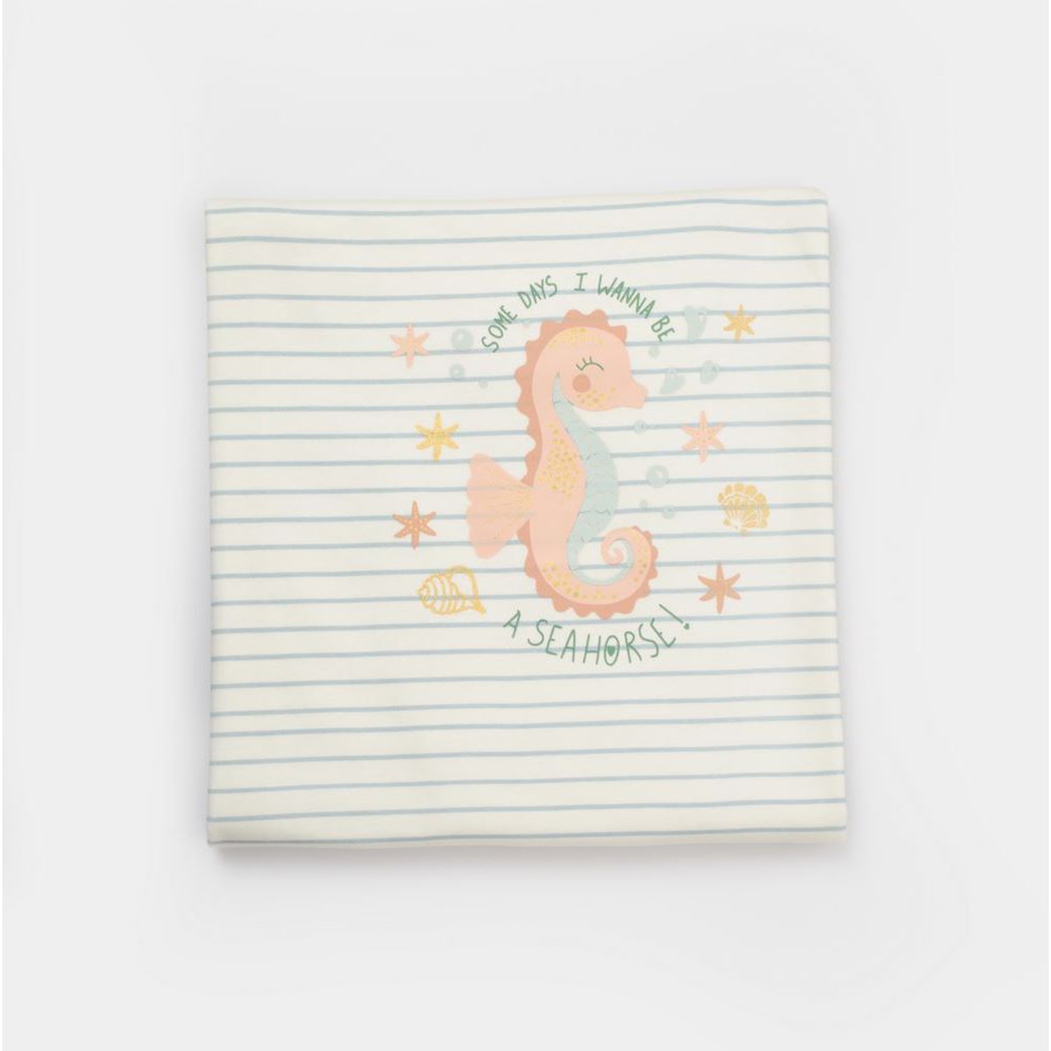 Biorganic Save The Seahorse Bebek Battaniyesi 85x90 64692 Bej-Mint