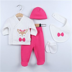Ciccim Baby Geyikli 5'li Bebek Zıbın Seti 4766 Fuşya