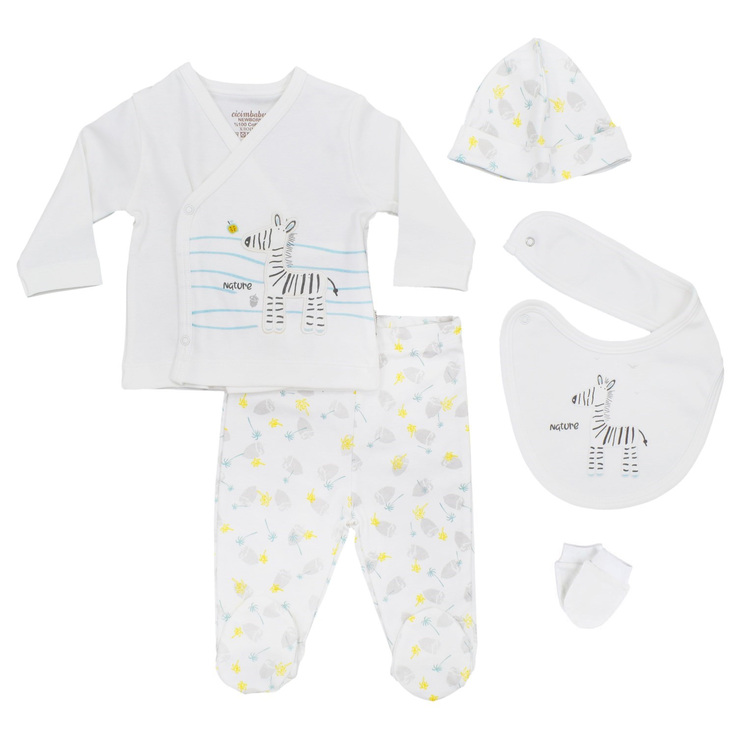 Ciccim Baby Zebra 5'li Bebek Zıbın Seti 4605 Sarı