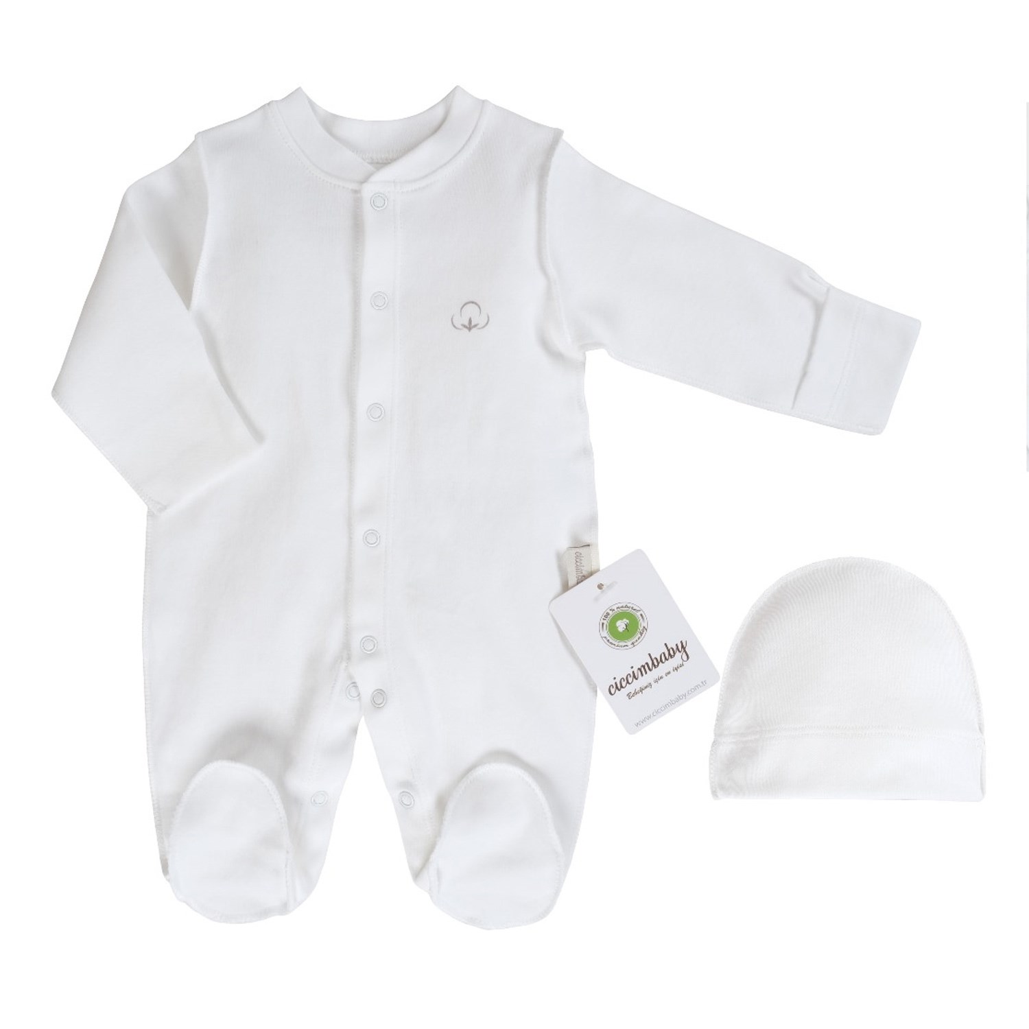 Ciccim Baby Pamuklu Prematüre Bebek Tulumu 4947 Ekru