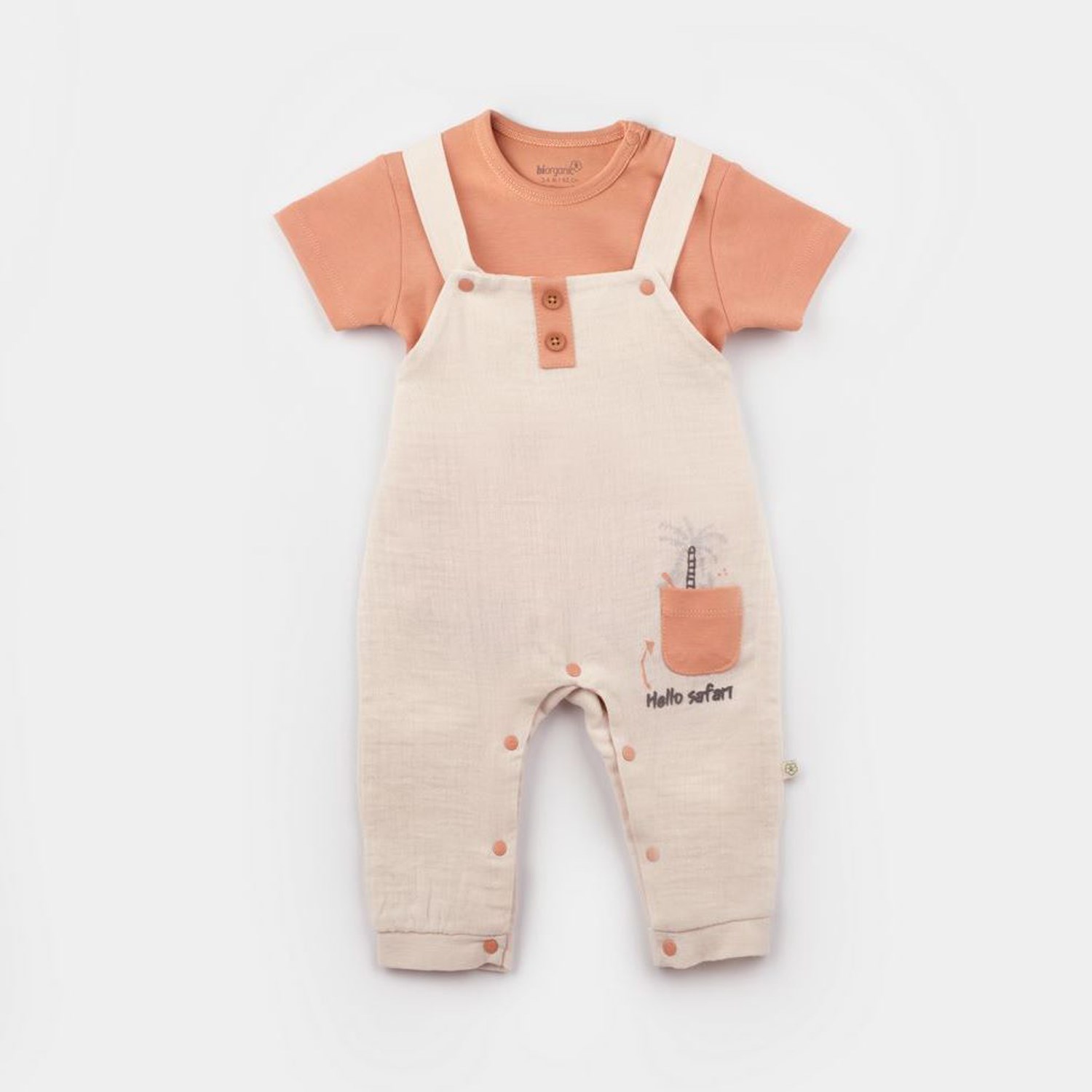 Biorganic Hello Safari Slopet Bebek Tulumu 60748 Ekru-Kiremit