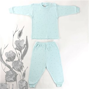 Sebi Bebe Mini Çiçekli Pijama Takımı 9127 Fıstık Yeşili