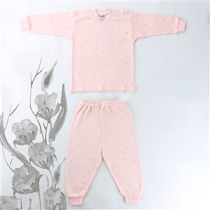 Sebi Bebe Mini Çiçekli Pijama Takımı 9127 Pembe