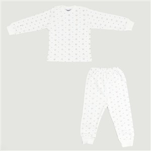 Sebi Bebe Ayıcık Pijama Takımı 9123 Beyaz-Mavi