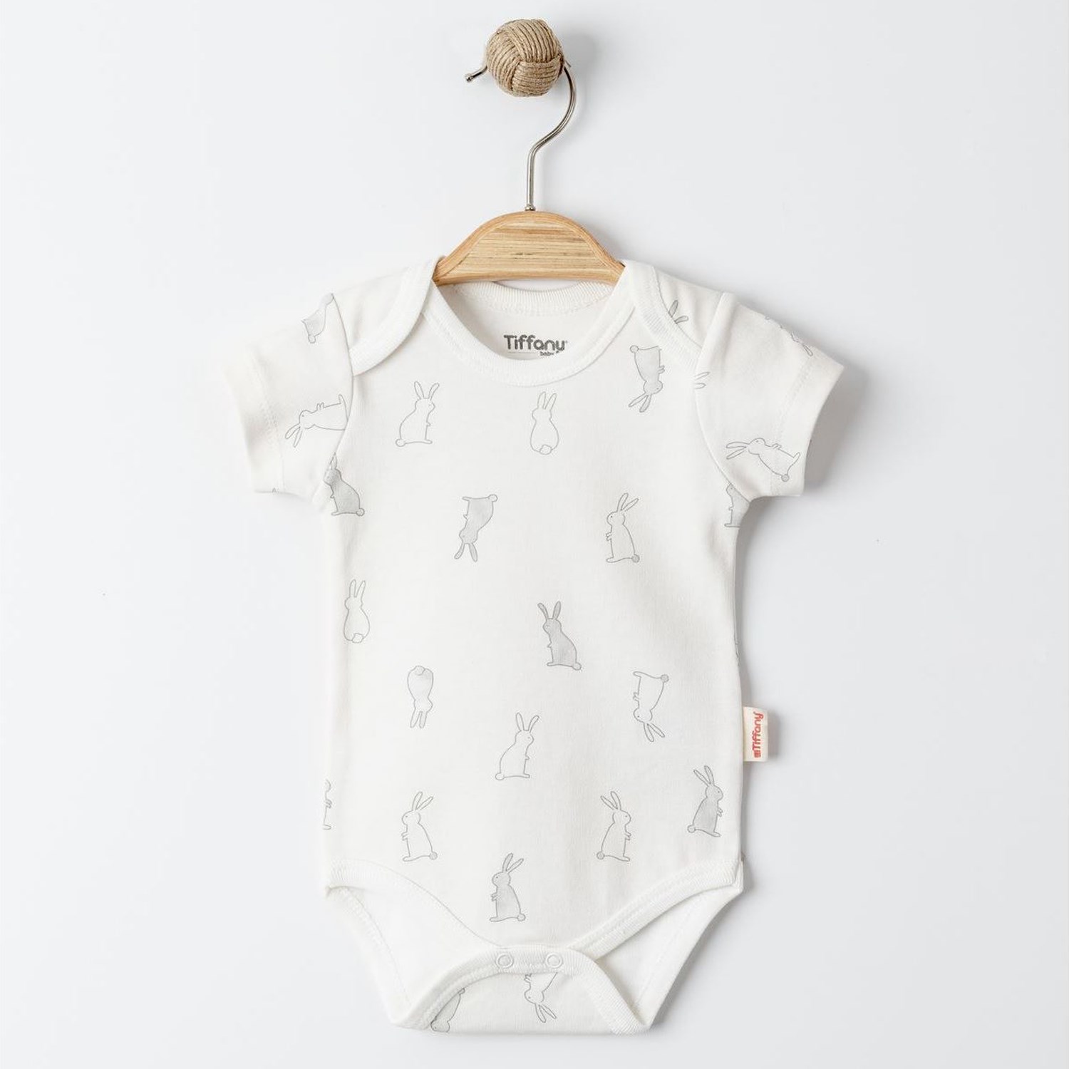 Tiffany Baby Rabbit Theme 3'lü Yarım Kol Bebek Badi 14008 Ekru