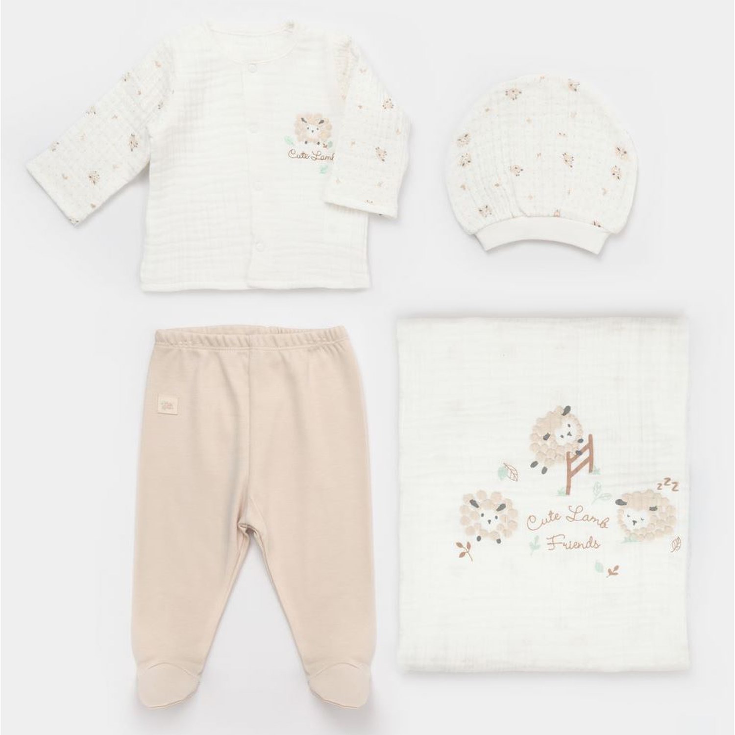 Bibaby Lamb Friends 4'lü Battaniyeli Tüllü Set 62347 Bej