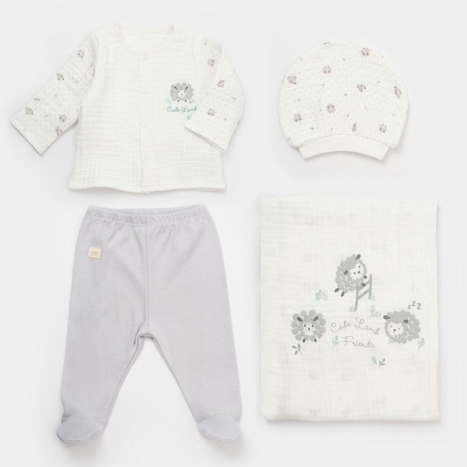 Bibaby Lamb Friends 4'lü Battaniyeli Tüllü Set 62347 Gri