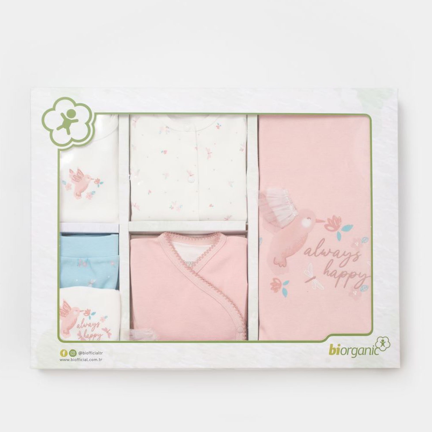 Biorganic Always Happy 10'lu Hastane Çıkış Seti Ekru-Gül Kurusu