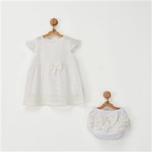 Andywawa Floral Street Bebek Elbise AC22506 Beyaz
