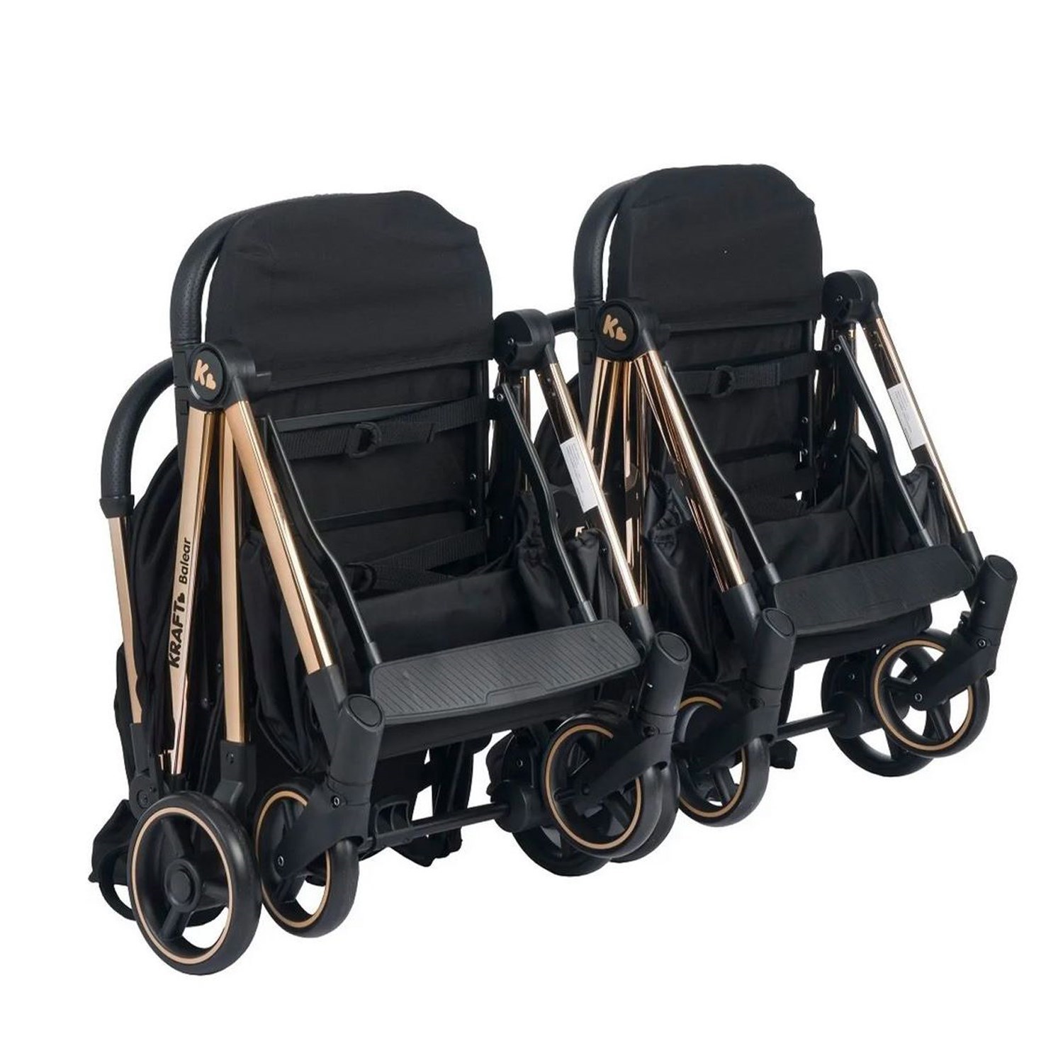 Kraft Balear İkiz Bebek Arabası Black - Champagne